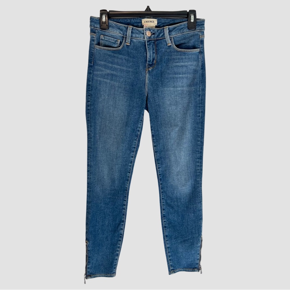 L'AGENCE Women's Blue Skinny Zipper Ankle Jeans US26 ($255)